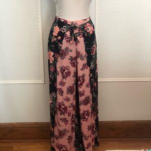Floral Wrap Wide Leg Pants